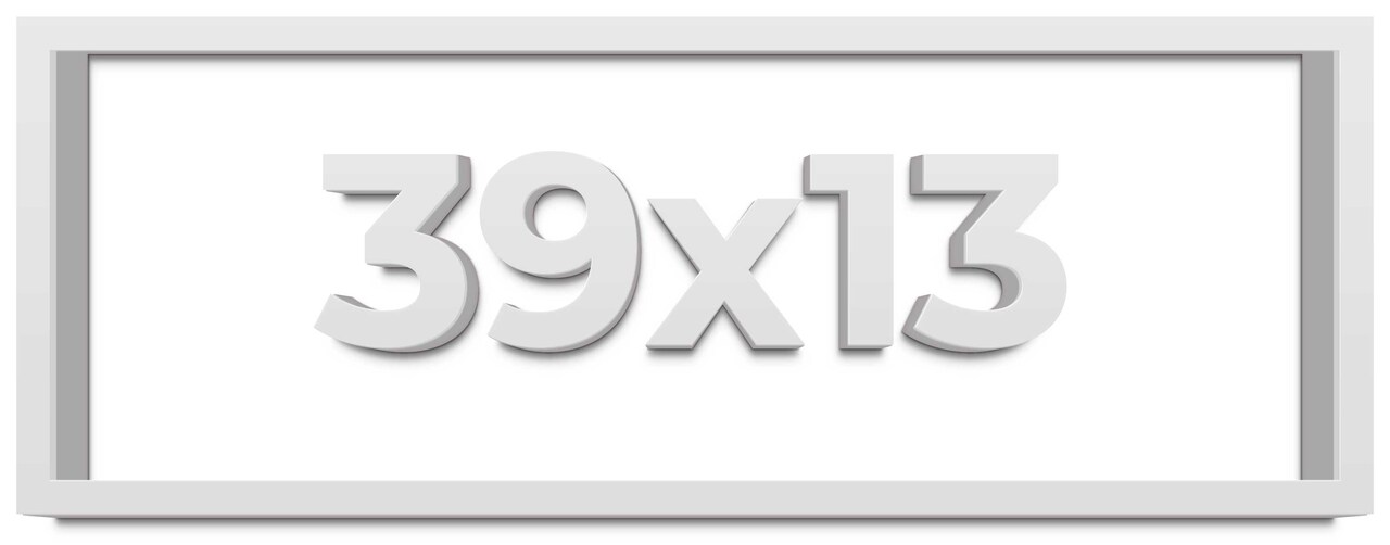 39x13 Slim Profile White Picture Frame - UV Acrylic, Foam Board Backing, Hanging Hardware